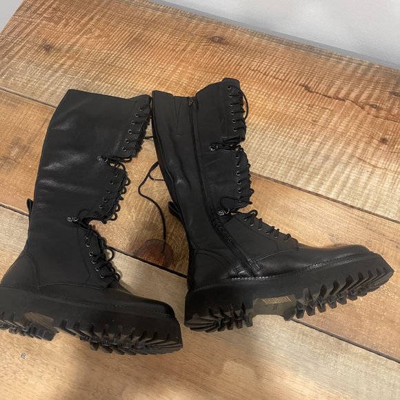 Free People Womens Miller Cut Out Combat Boots Black NEW 7.5 +8.5 - Picture 5 of 12